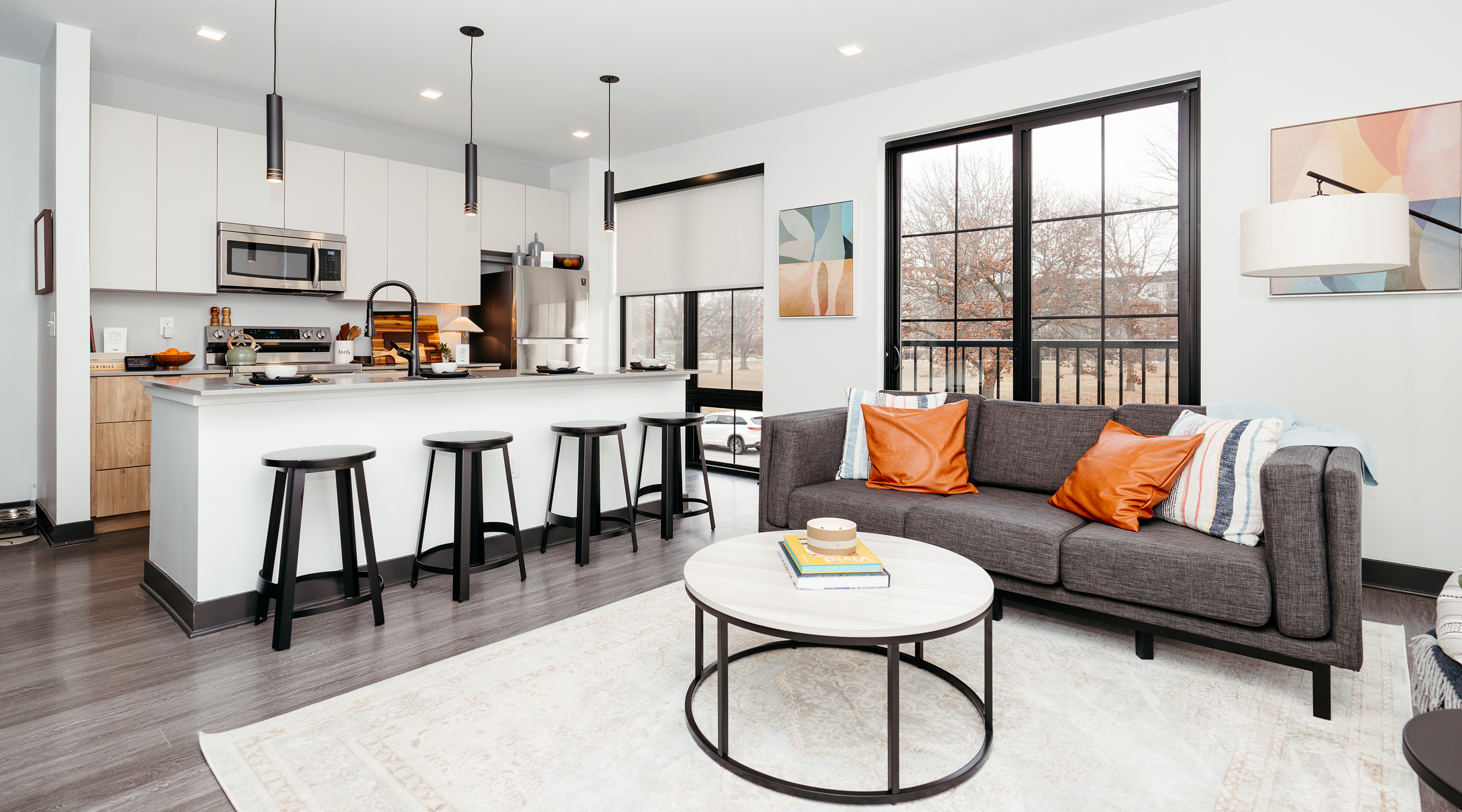 Each unit comes decked out with custom furniture and high-end finishes.