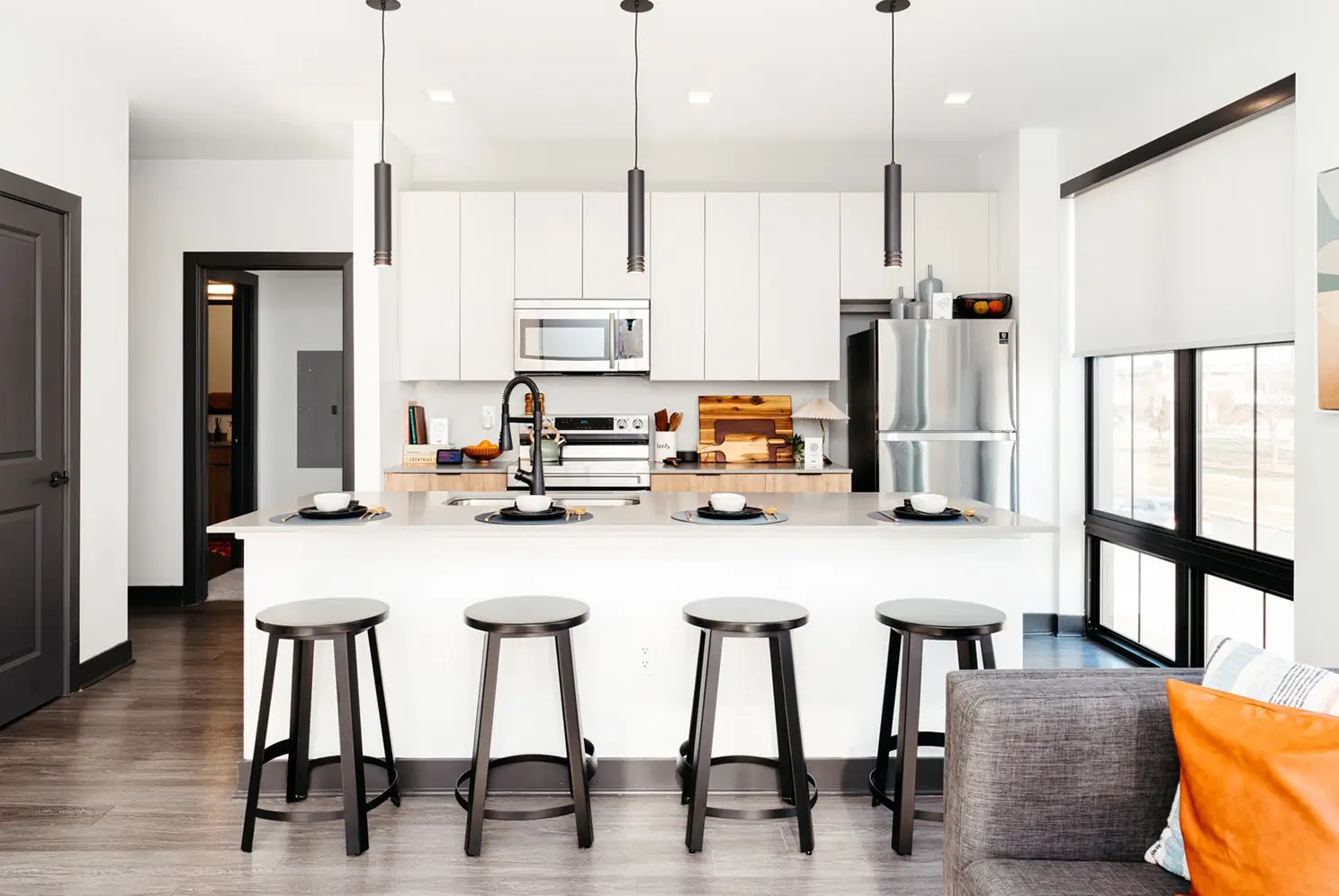 Apartment kitchen with breakfast bar
